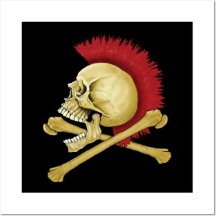 Mohawk skull cross bones Posters and Art